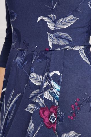 Joules French Navy Laverne Birdberry Drop Shoulder Wrap Dress